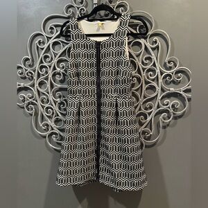 Women’s Black white Leif’s Dottir cocktail dress midi Sz 8